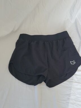 Black Athletic Shorts with Reflective Logo G Gradual